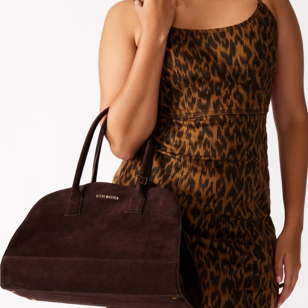 ๐ค MARGAUX STEVE MADDEN HEIDEE LEATHER BROWN SUEDE BAG! - Picture 2 of 14